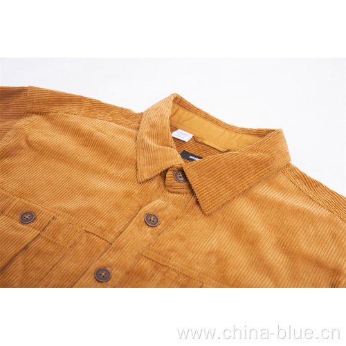 men's 100%cotton corduroy shirt long sleeve soft handfeel